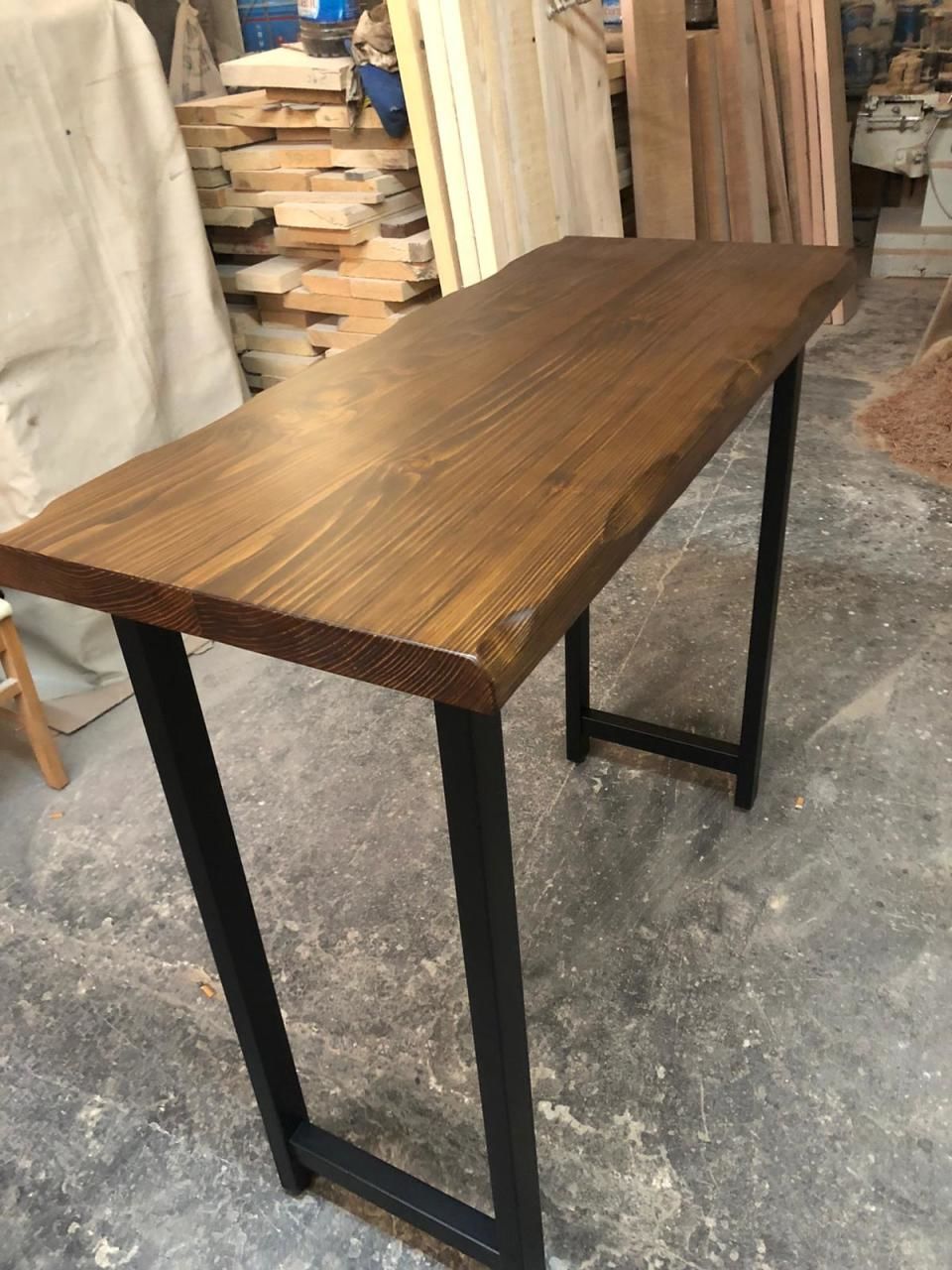 Göknar Ağacı Ceviz Kütük Bar Masası 50x120