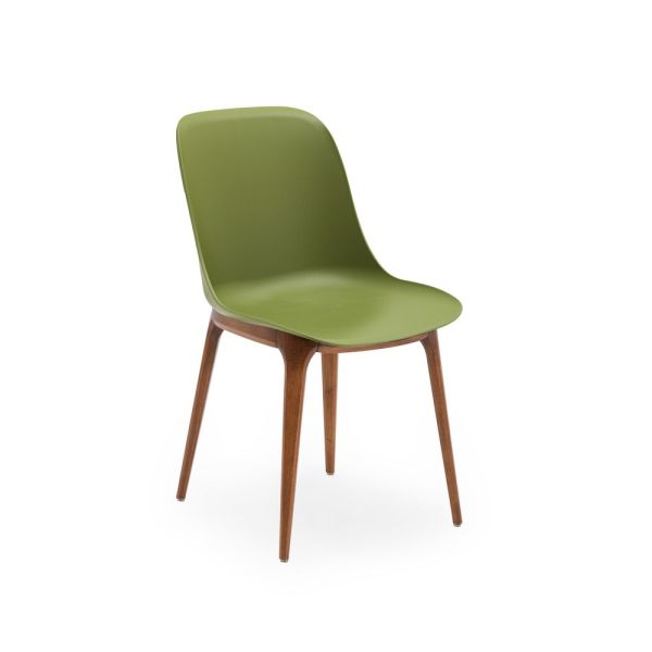 Haki Yeşil Plastik Ergonomik Oturma Bölümü Kayın Ağacı Ceviz Ayak Mutfak Sandalyeleri Modelleri Fiyatları