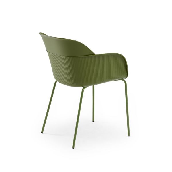 Metal Yeşil Boyalı Ayak Polipropilen Plastik Modern Haki Yeşil Sandalye Modelleri