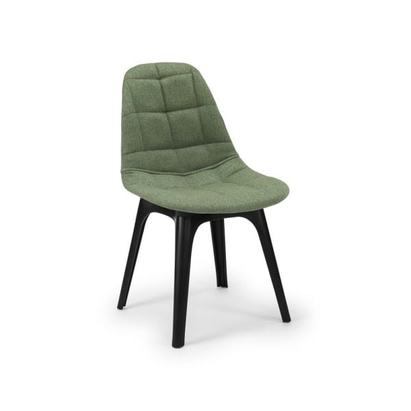 Poliproplen Plastik Siyah Ayak Ergonomik Hafif Yeşil Kumaş Mutfak Sandalyesi