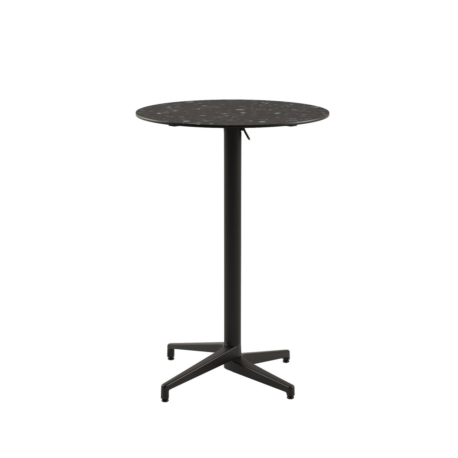 Compact Paslanmaz Katlanır Mutfak Bar Masası | Yuvarlak Terrazzo Mermer Desenli, Antrasit Gri Ayaklı, Dış Mekan & İç Mekan Kullanımı 77 cm