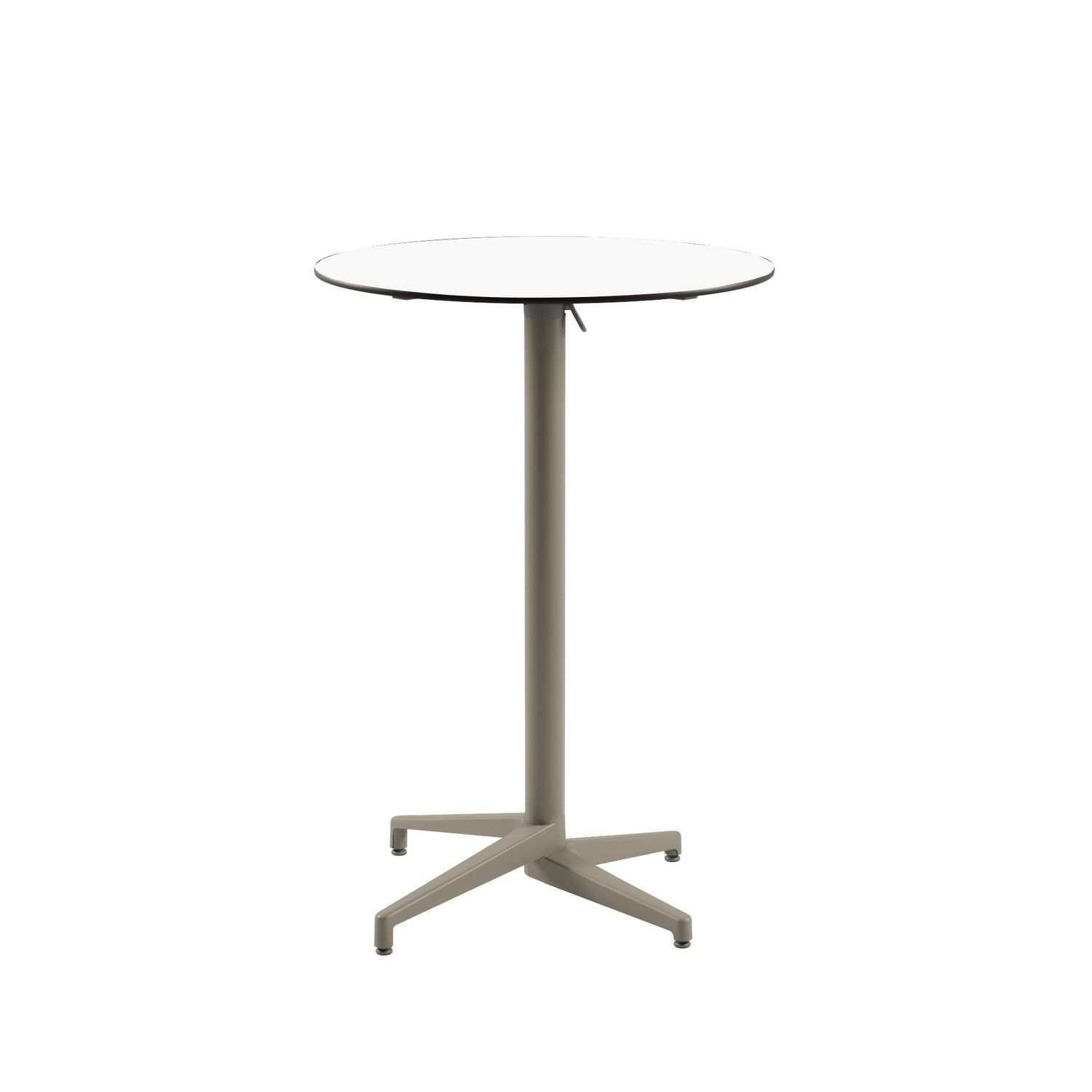 Compact Paslanmaz Katlanır Kafe Bar Masası - Beyaz Laminat Üst, Yuvarlak, Dış Mekan İçin Dayanıklı ve Şık - Havuz Kenarı, Bahçe, Restoran ve Otel Kullanımı İçin İdeal