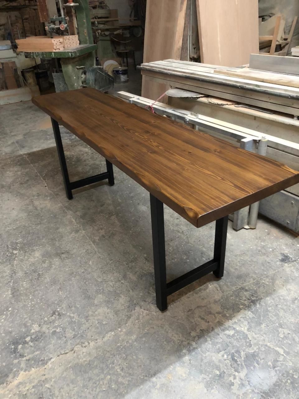 Doğal Göknar Ağacı Ceviz Kütük Masa 50x200