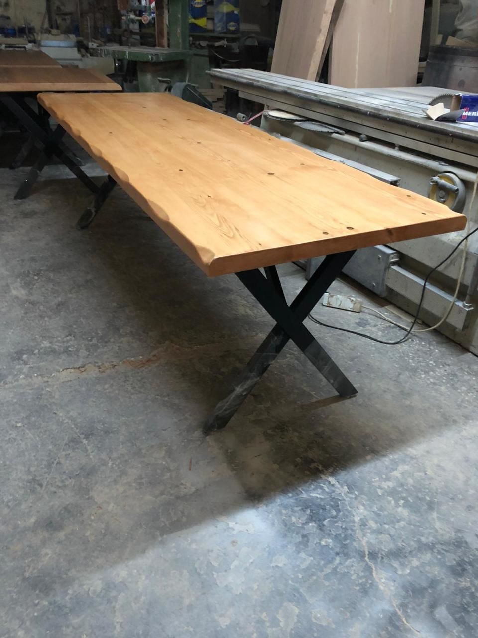 Göknar Ağacı Naturel Kayın Kütük Toplantı Masası 240x80
