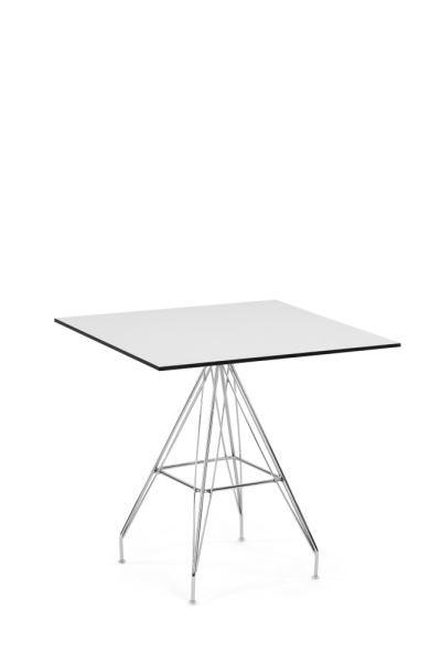 Metal Krom Ayak Compact Laminat Çizilmez Beyaz Mutfak Masası 77x77.cm