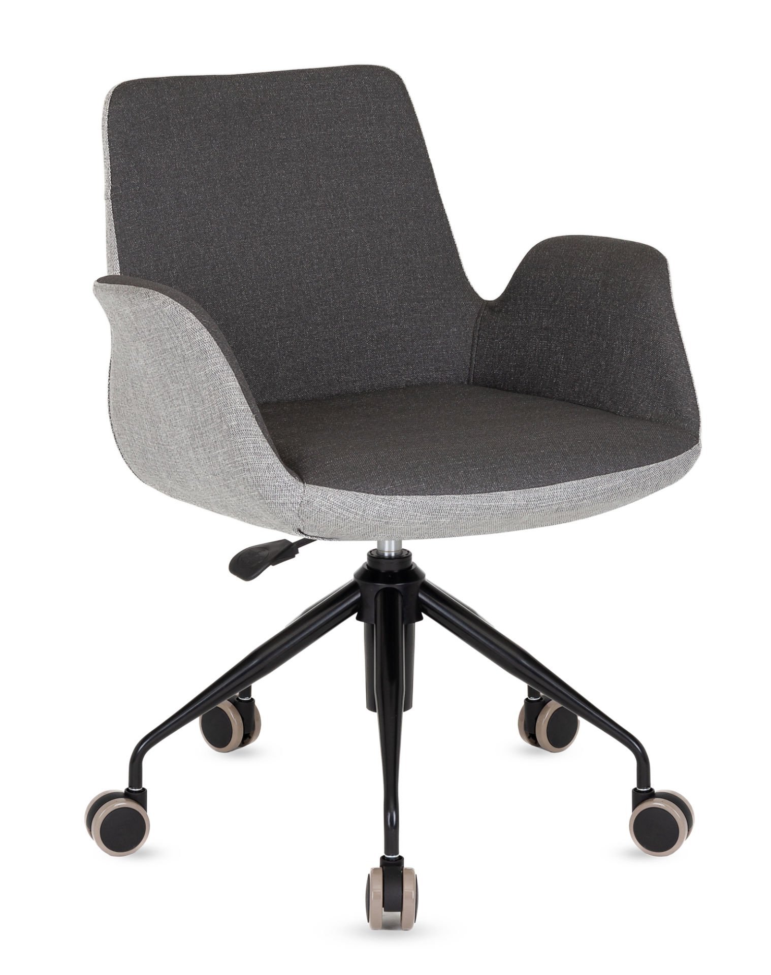 Lena Metal Siyah Ahtapot Ayaklı Çift Renk Kumaş Ofis Çalışma Koltuğu – Antrasit Koyu Gri ve Açık Gri Ergonomik Yükseklik Ayarlı Tilt Mekanizmalı Şık Sekreter Sandalyesi