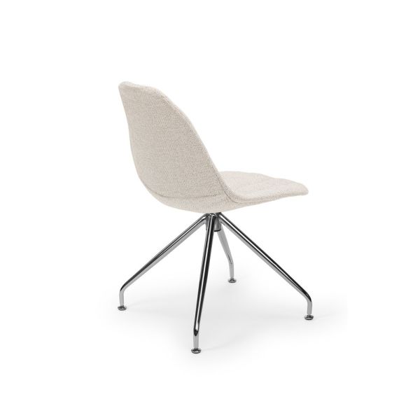 Eos Metal Krom Çok Yönlü Ayaklı Ekru Krem Kumaş Döşemeli Tekerleksiz Ofis Sandalyesi