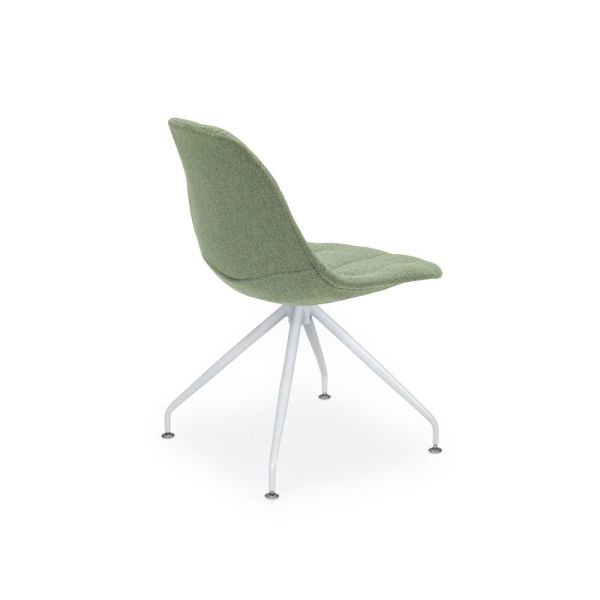 Eos Metal Beyaz Ayak Yeşil Kumaş Tekerleksiz Ev Ve Ofis Çalışma Sandalyesi