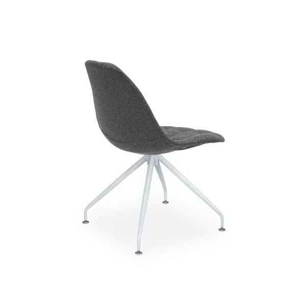 Eos Metal Beyaz Ayak Antrasit Gri Kumaş Tekerleksiz Ev Ve Ofis Çalışma Sandalyesi