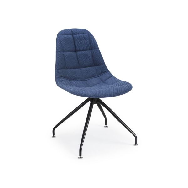 Eos Metal Siyah Ayaklı Mavi Kumaş Tekerleksiz Ofis Sandalyesi