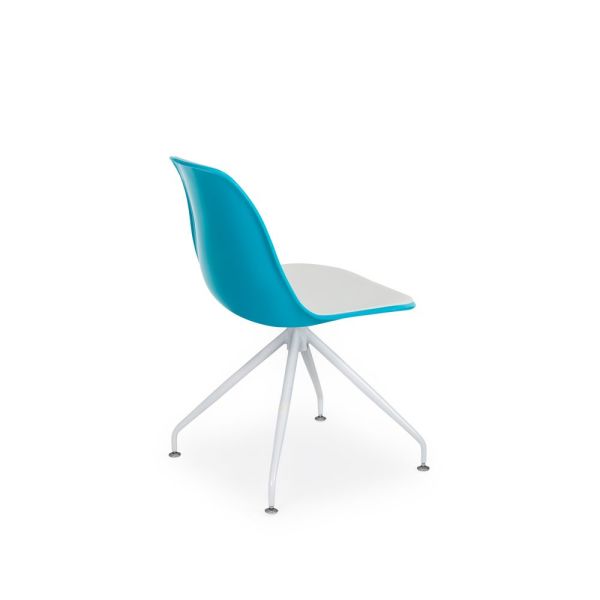 Eos Metal Beyaz Çok Yönlü Ayaklı Turkuaz Mavi Beyaz Tekerleksiz Ofis Sandalye Modelleri