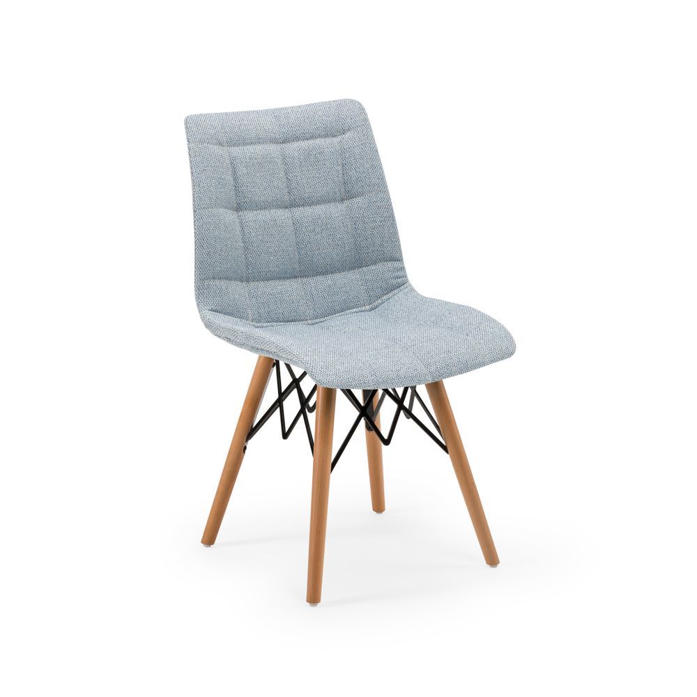 Ahşap Ayaklı Buz Mavisi Kumaş Döşemeli Sandalye Zarif ve Modern Tasarım