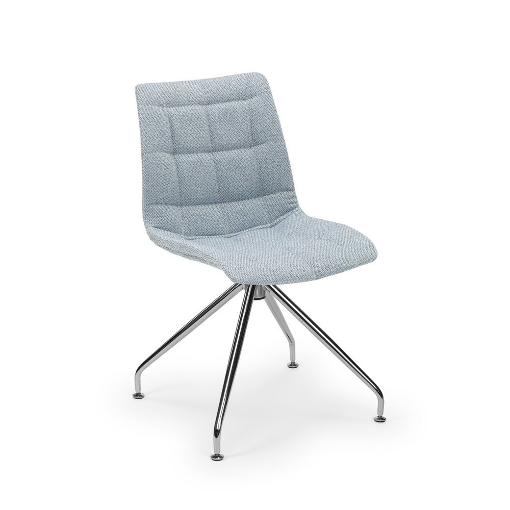 Modern Tasarımlı Metal Ayaklı Mavi Kumaş Ofis Sandalyesi