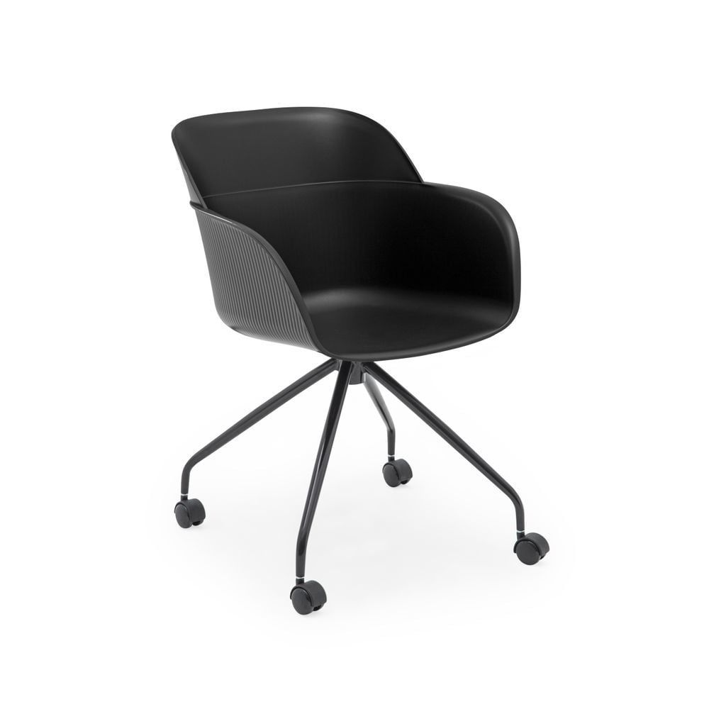 Bintaş Metal Tekerlekli Ayak Modern Siyah Ofis Çalışma Sandalye Modeli