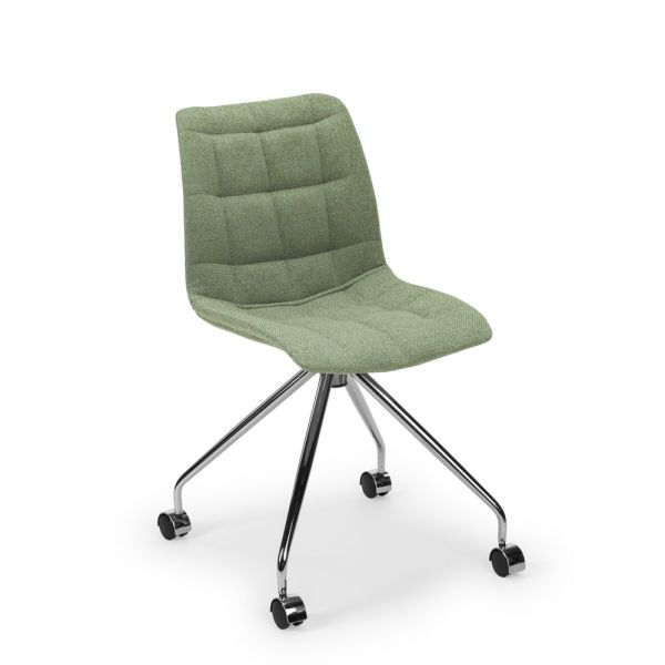 Metal Krom Ayaklı Yeşil Kumaşlı Ergonomik Ofis Çalışma Sandalyesi