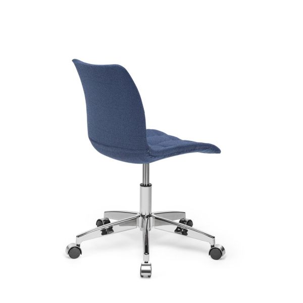 Mavi Kumaş Kaplamalı Metal Krom Ayaklı Ergonomik Ofis Çalışma Sandalyesi