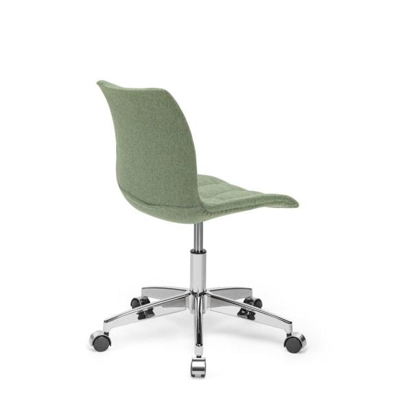 Modern Metal Krom Ayaklı Yeşil Kumaş Ofis Sandalyesi