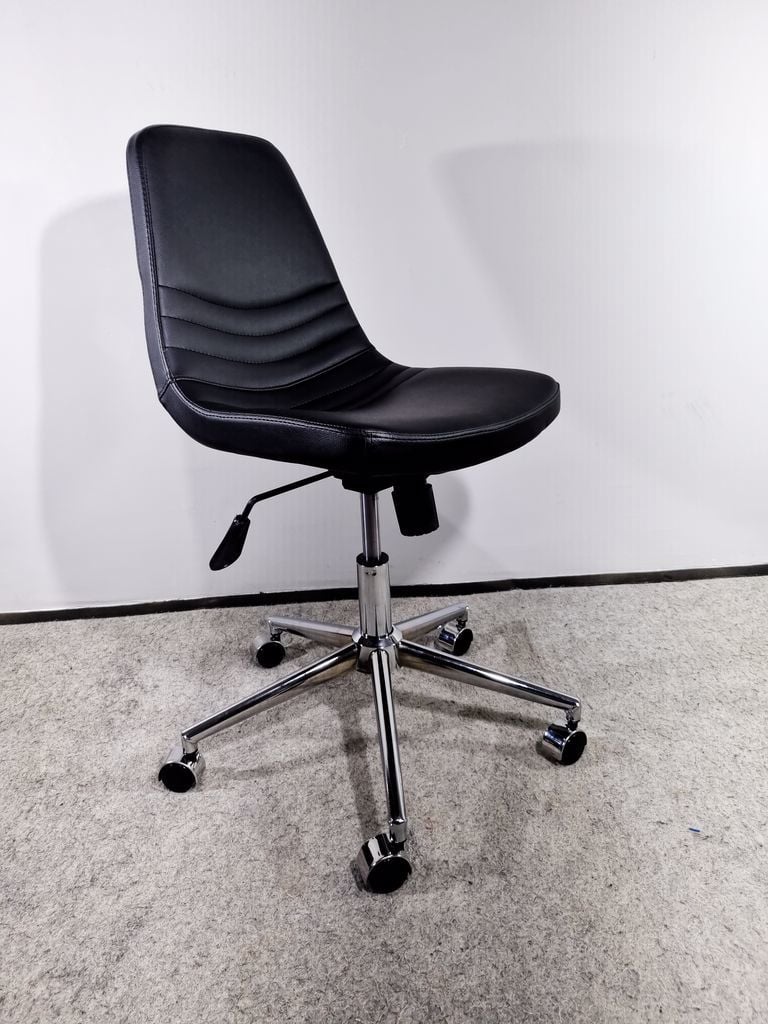 Siyah Deri Ofis Çalışma Sandalyesi