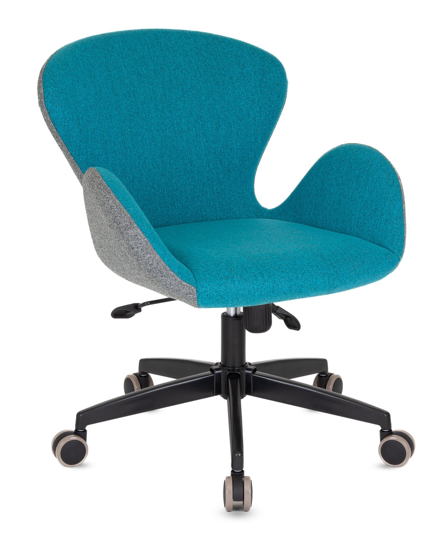 Poyraz Ofis Çalışma Koltuğu – Gri ve Mavi Kaşe Kumaş, Ergonomik, Yükseklik Ayarlı, Şık ve Konforlu Ofis Koltuğu