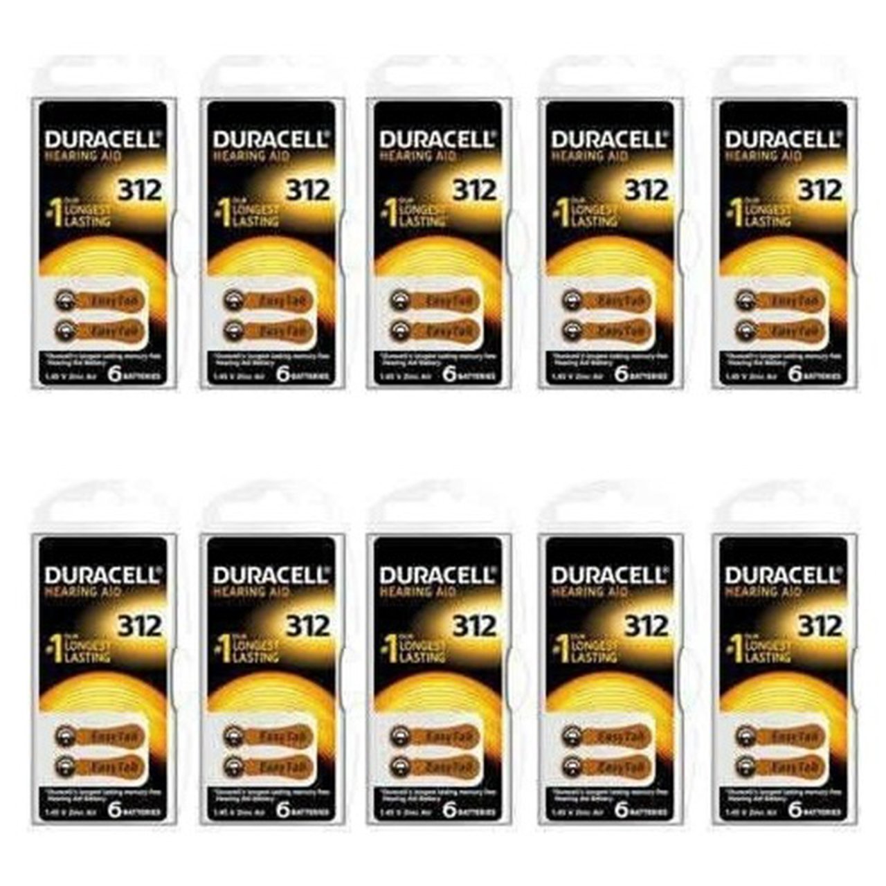Duracell 312, PR41 Kulaklık İşitme Cihazı Pili 6'lı Paket (10 Paket)