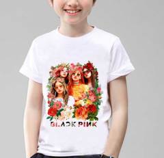 Blackpink Tişört Flowers Çocuk Unisex Beyaz