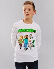 Minecraft Uzun Kollu Çocuk Tişört