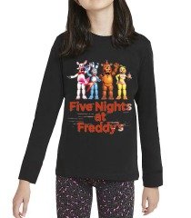 Five Nights at Freddys Uzun Kol Çocuk Tişört Siyah FNAF