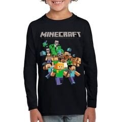 Minecraft Uzun Kol Çocuk Tişört Yeni Unisex