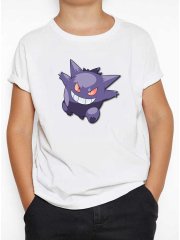 Pokemon Gengar Çocuk Tişört Beyaz Unisex