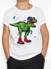 Cool Dinozor Çocuk Tişört Beyaz Unisex