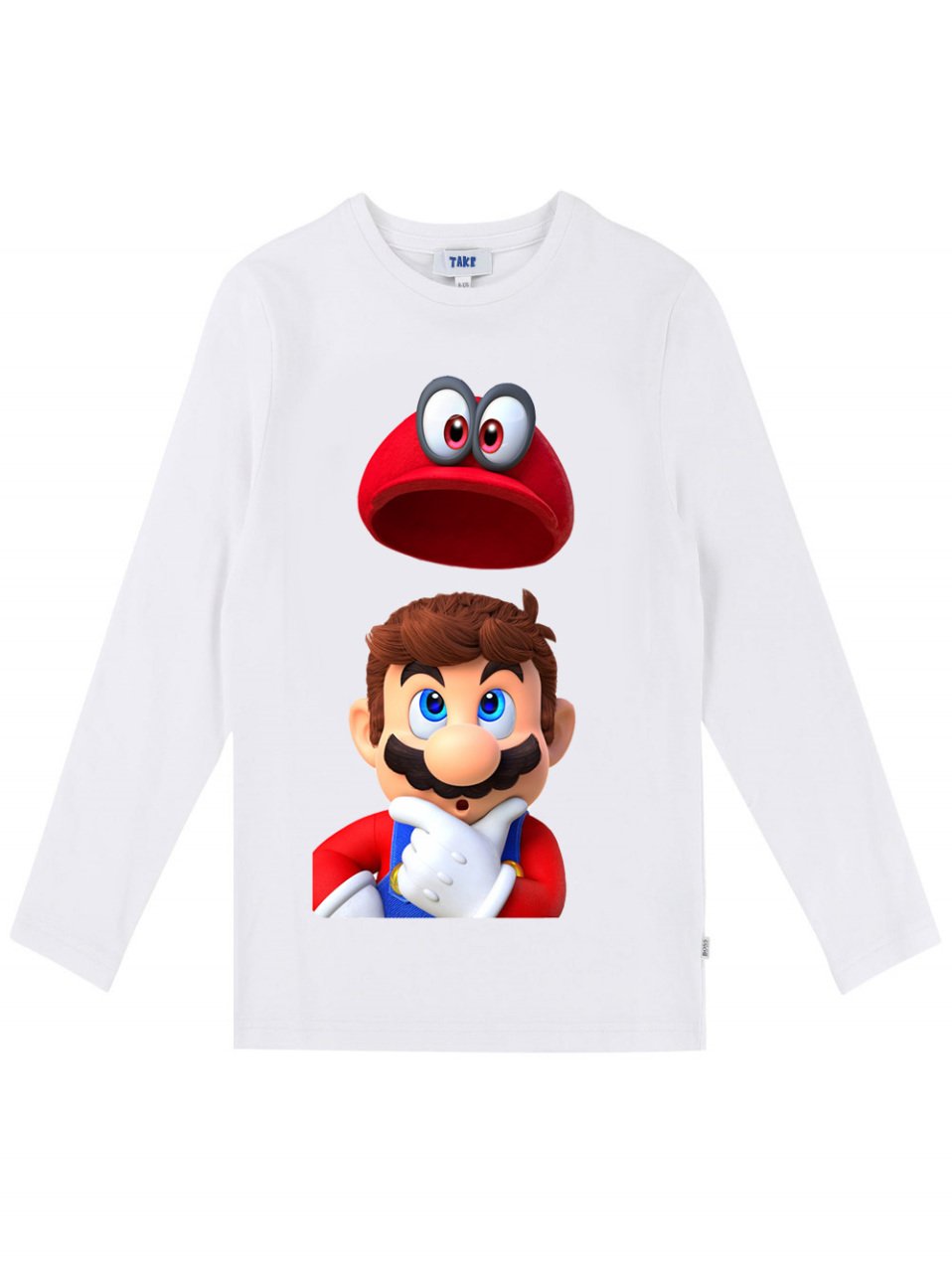 Super Mario Uzun Kol Çocuk Tişört Beyaz Unisex