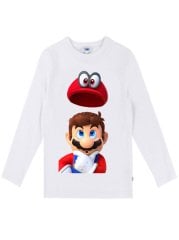 Super Mario Uzun Kol Çocuk Tişört Beyaz Unisex