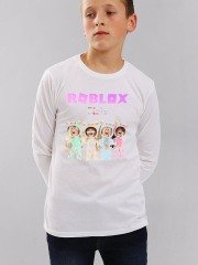 Roblox Girl Uzun Kol Çocuk Tişört Beyaz Unisex
