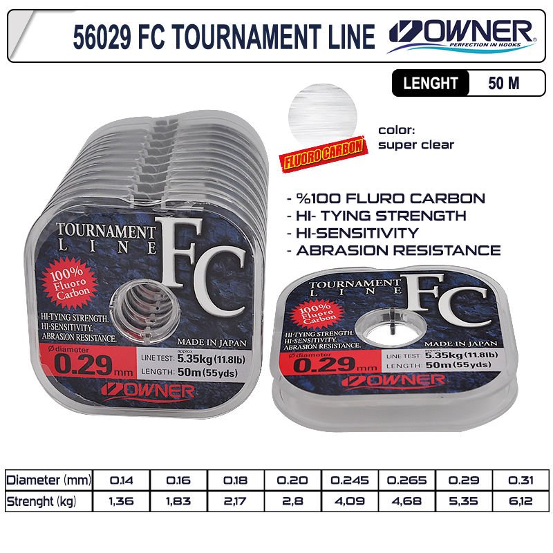Owner 56029 Tournament Fc 50m Super Clear Fluorocarbon Misina