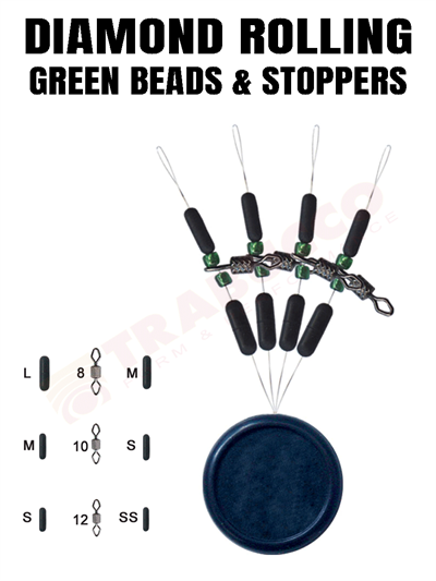 Trabucco Diamond Rolling Green Beads  Stoppers Small