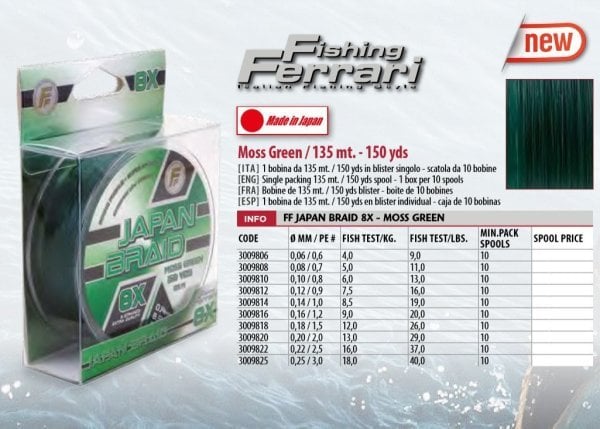 Lineaeffe Japon Braid Green 135 mt 8 Örgü ip