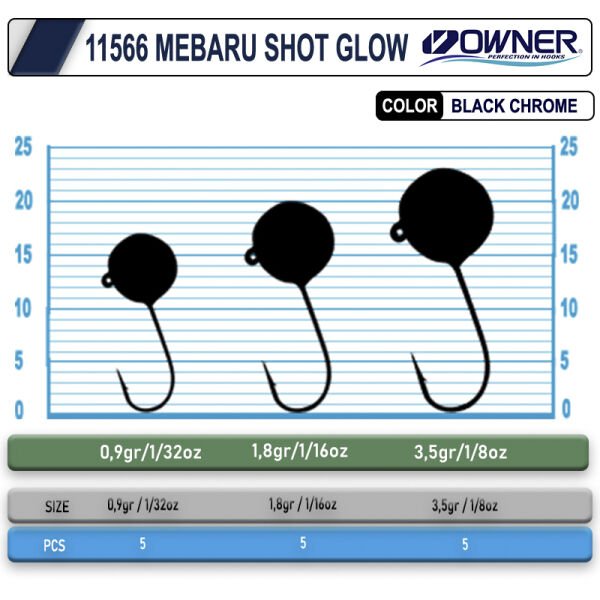 Owner 11566 Mebaru Shot Glow Lrf Jighead