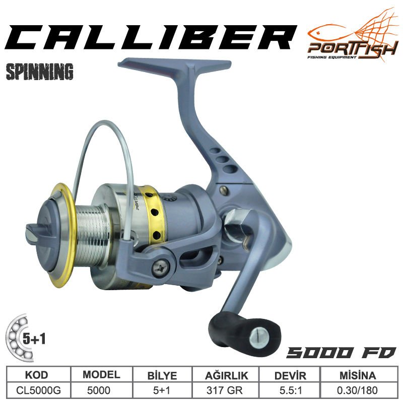 Portfish Calliber 5000  fd Olta Makinası 2+1 bb - Gri