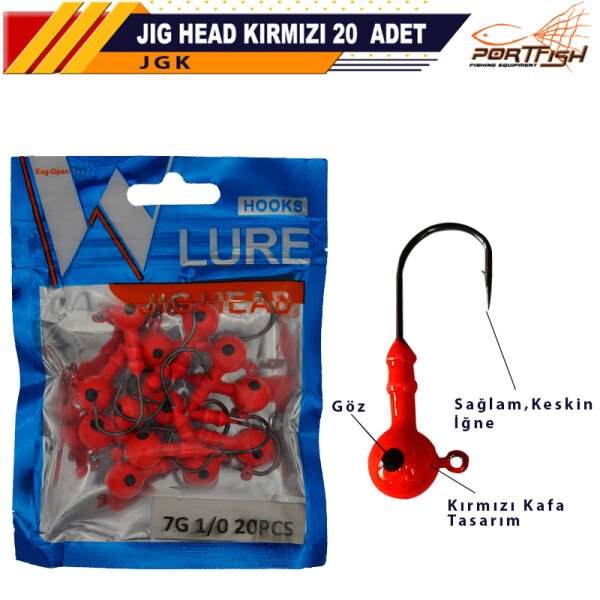 Portfish Jig Head Kırmızı 20 Li Pkt