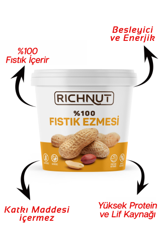 2 Kg Şekersiz Katkısız %100 Fıstık Ezmesi (2 X 1000 GR)