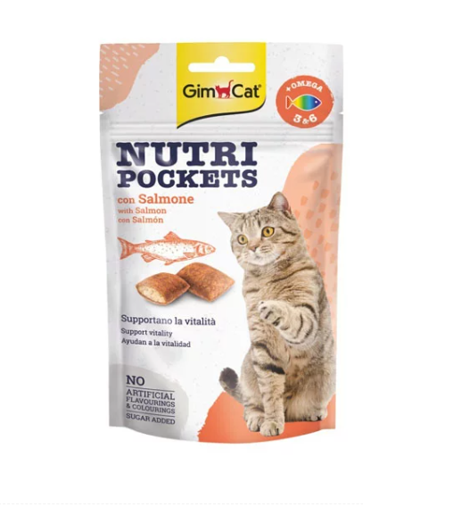 GimCat Nutripockets Somon Balıklı Omega 3 ve Omega 6 Kedi Ödülü 60gr