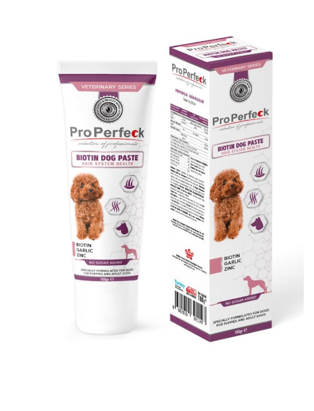Pro Perfeck Biotin Dog Paste 12 ADET Köpekler İçin Tüy Sağlığı Tüy Dökümü Engeleyici Vitamin 100 Gr