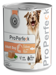 PRO PERFECK SOMONLU PİRİNÇLİ YETİŞKİN KÖPEK KONSERVESİ 400 GR 12 ADET