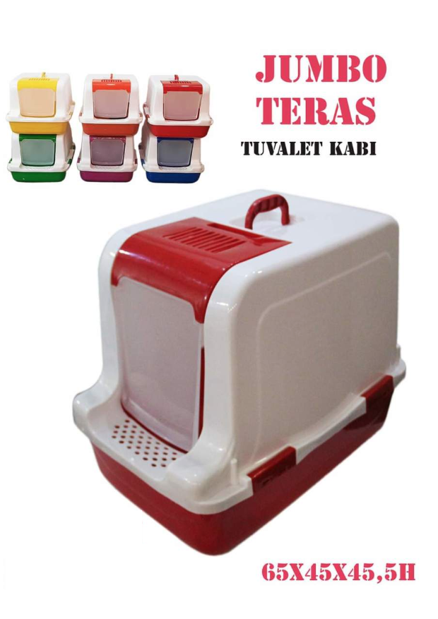 JUMBO TERAS KAPALI KEDİ TUVALETİ 65x45x45 Cm