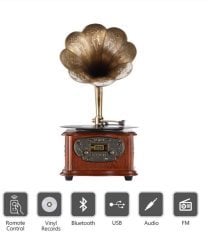 *ÜCRETSİZ KARGO Record Master – Wooden Classic Serisi RMJ-209C Pikap – Radyo – Bluetooth – USB – 33, 45 Devir Plak Çalar