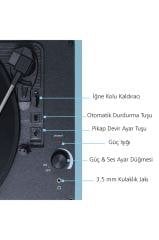 Record Master T310CH Şarj Özellikli Pikap - 33, 45, 78 Devir T310CH- MAVİ (TURKUAZ)*ÜCRETSİZ KARGO