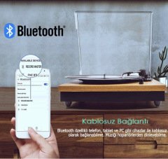 Record Master TT202-J Retro Pikap Bluetooth Özellikli Tüm Plakları Çalabilen Pikap  33, 45, 78 Devir *ÜCRETSİZ KARGO