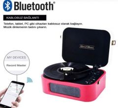 *ÜCRETSİZ KARGO Record Master TT270 Kırmızı Beyaz Pikap Bluetooth Özellikli AT3600 Manyetik Kartuş