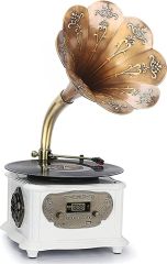 *ÜCRETSİZ KARGO Record Master – Wooden Classic Serisi RMJ-209C Pikap Beyaz – Radyo – Bluetooth – USB – 33, 45 Devir Plak Çalar - KARGO BEDAVA