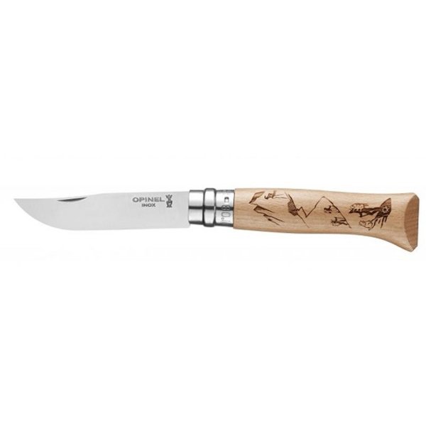 Opinel Inox No 08 Alpine Macera Kayağı Desenli Paslanmaz Çelik Çakı